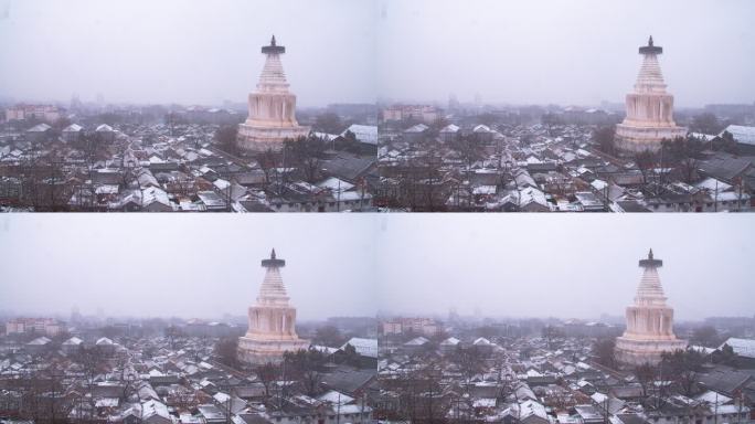 下雪中的北京白塔寺