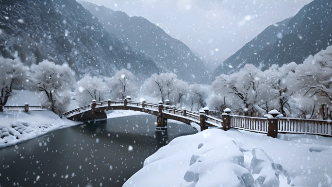 唯美雪景 大雪纷纷 大寒立春下雪升格镜头