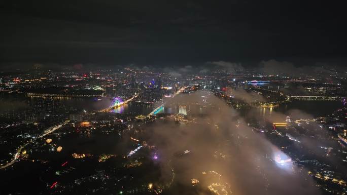 惠城区通透夜景空镜头航拍