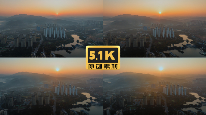 5K-昆明湖日出延时，昆明北市区日出延时