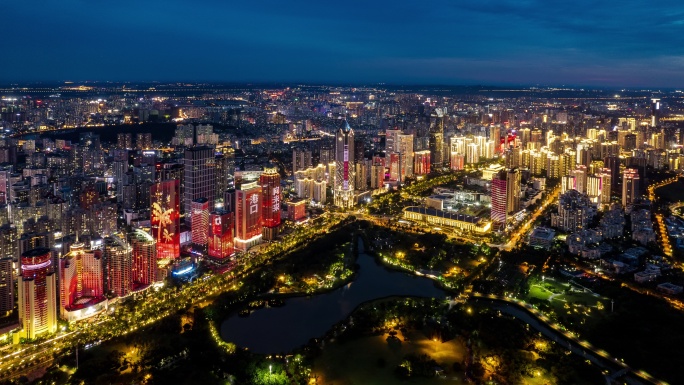 高清航拍海口市夜景