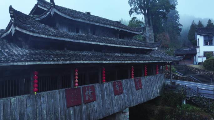 丽水景宁云中大漈时思寺护关廊桥航拍