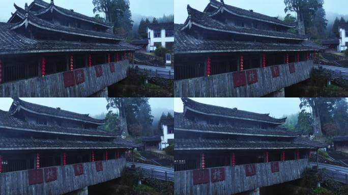 丽水景宁云中大漈时思寺护关廊桥航拍