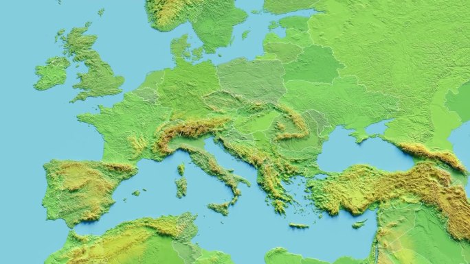 克罗地亚地图3D动画与边界