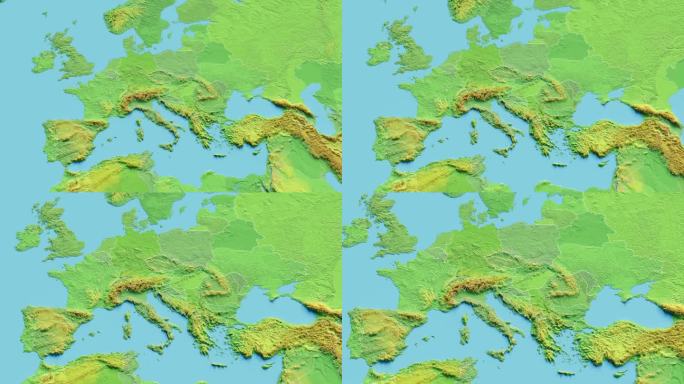 克罗地亚地图3D动画与边界
