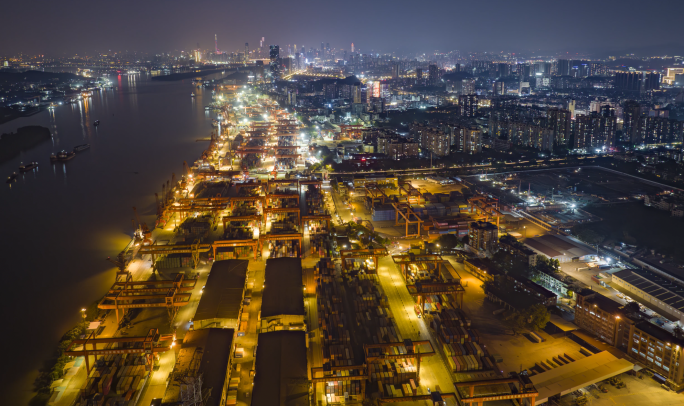 广州黄埔港夜景延时01