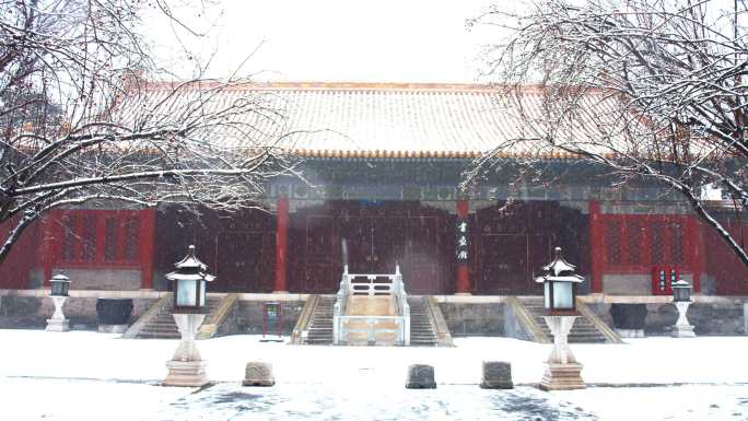 下雪中的故宫博物院