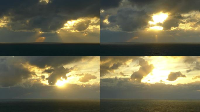 海景-透过云和雨的阳光(延时拍摄)