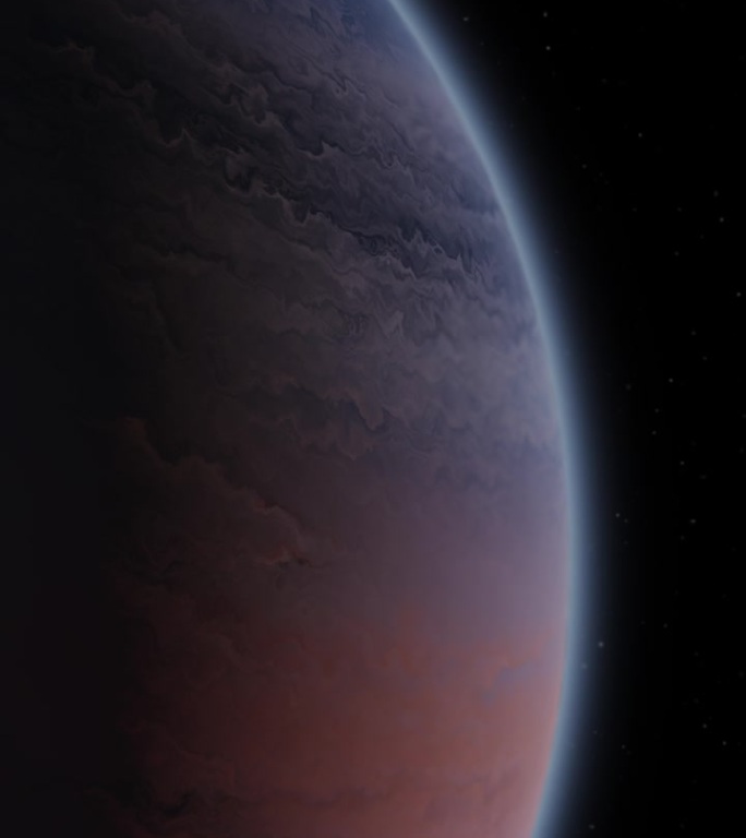 暗空间背景上的巨型气体行星红蓝色大气系外行星