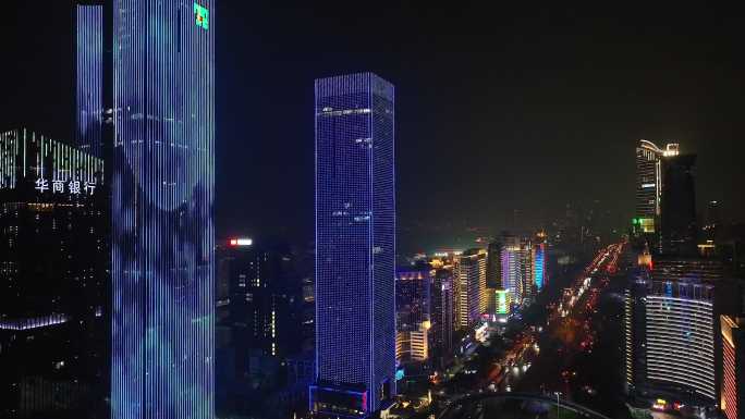 航拍车公庙城市夜景