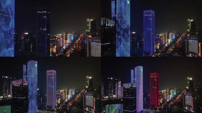 航拍车公庙城市夜景