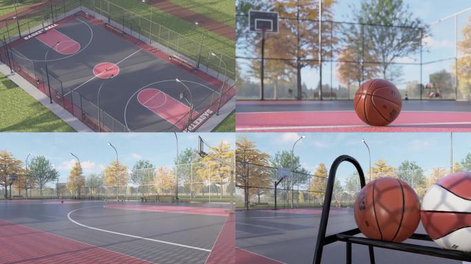 4K篮球场三维动画