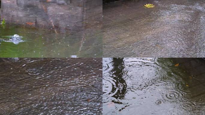 城市马路道路下雨天雨水雨滴大自然风景风光