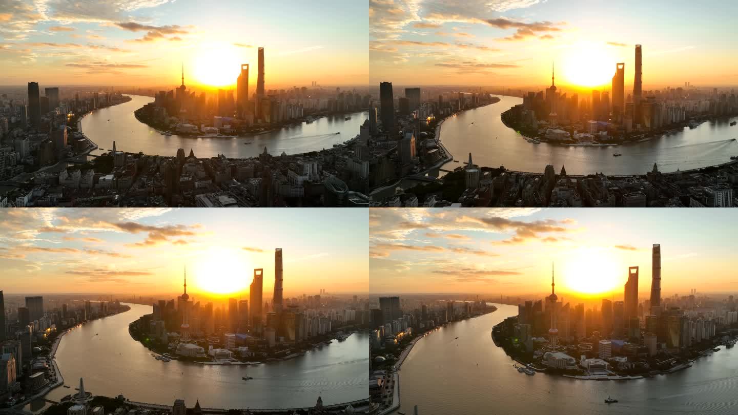上海市日出航拍 - 4K