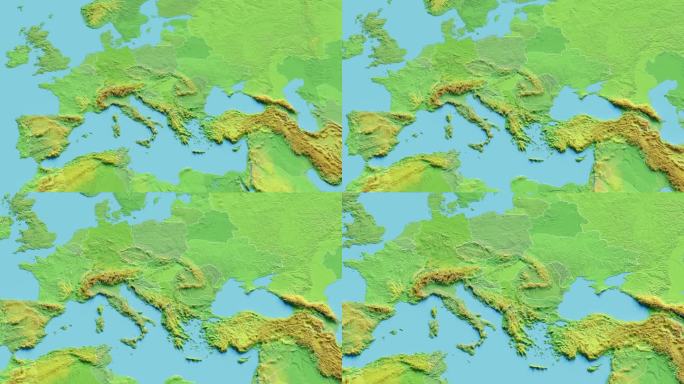 塞尔维亚和黑山地图3D动画与边界
