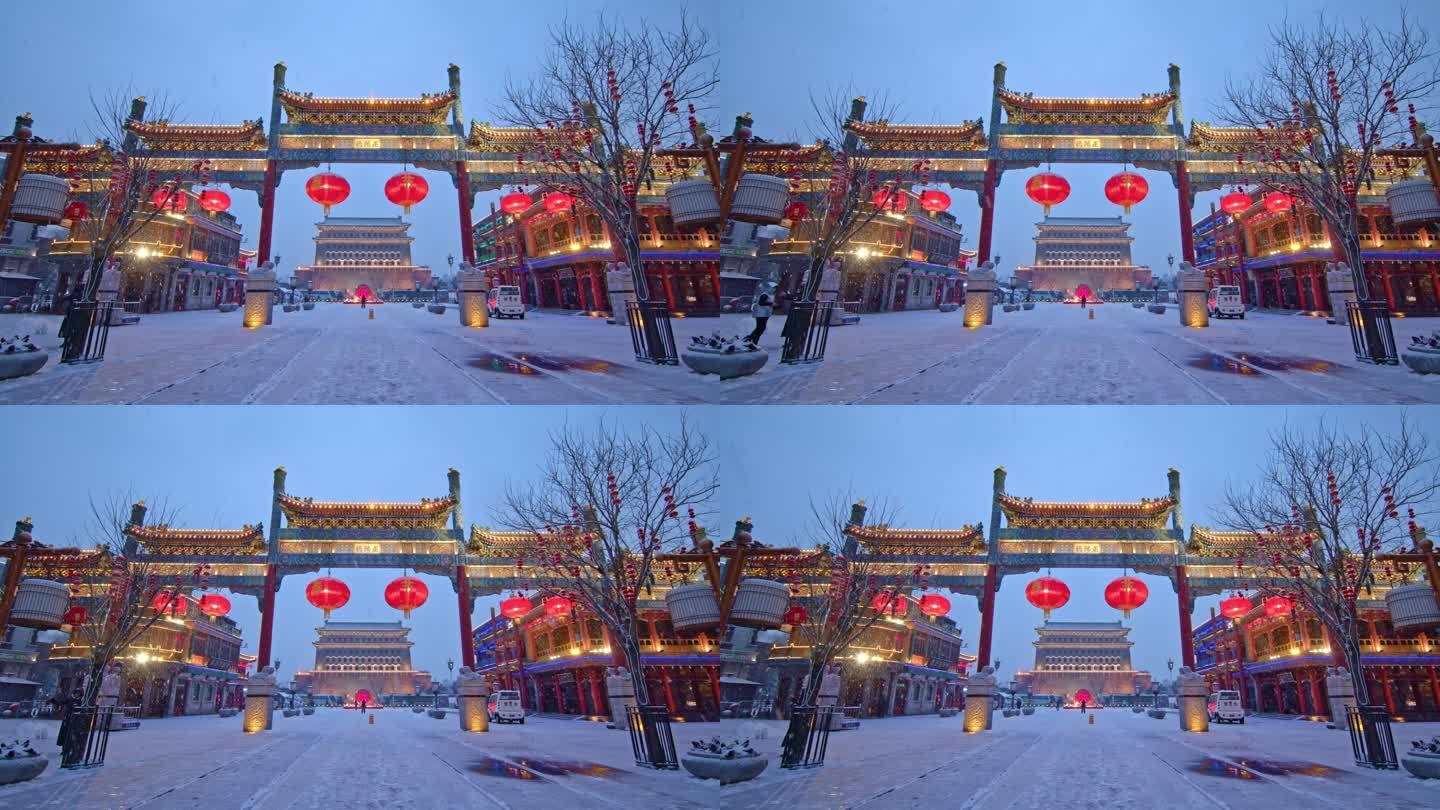 下雪中的北京正阳门前门