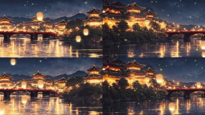 中国风古代夜晚背景10