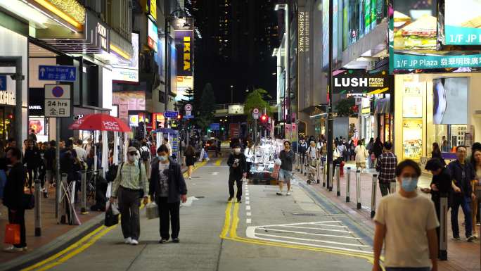 香港街头行人街道人流步行街人群人来人往