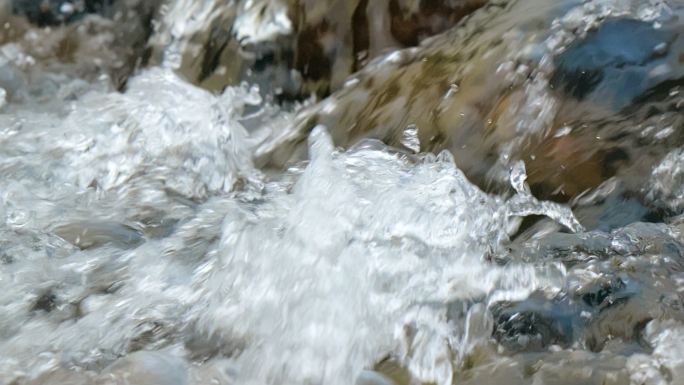 小溪水流水资源山泉水升格慢镜头4K