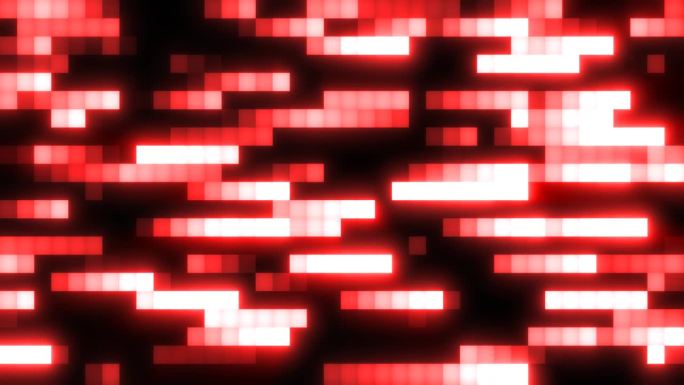 抽象的红色复古像素潮数字背景由移动的能量砖方块在黑色背景