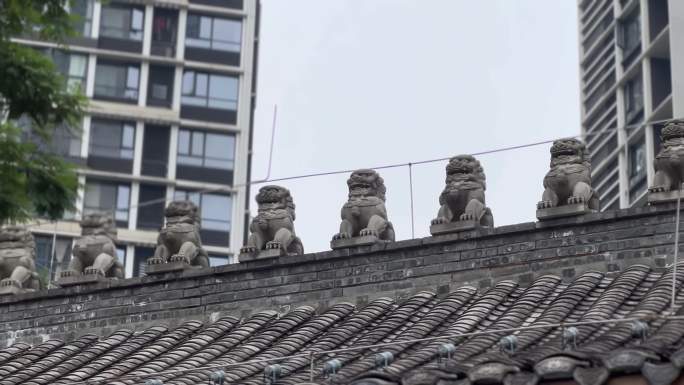 狮子 屋顶 传统建筑 屋檐 中国传统建筑