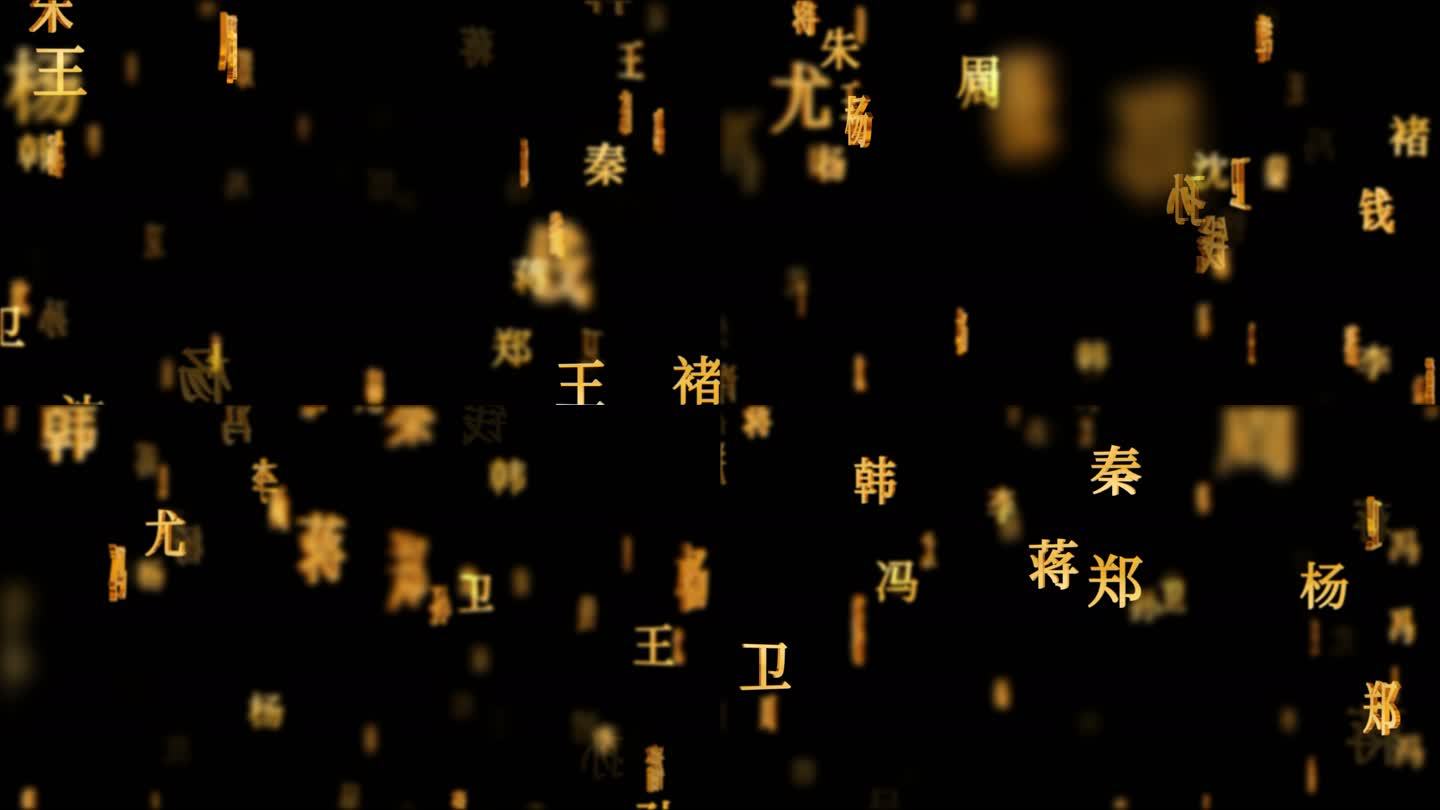 百家姓传统文化文字动画循环背景