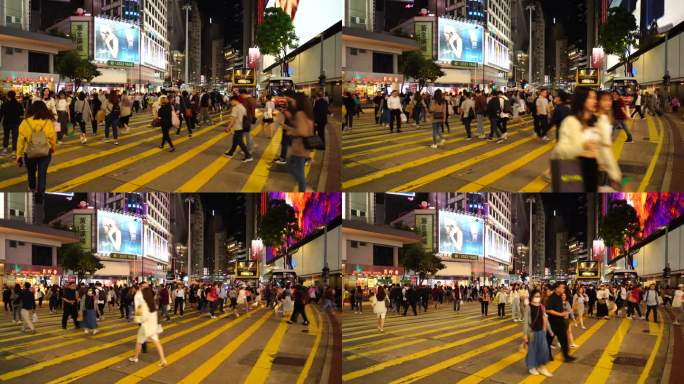 香港斑马线行人过马路红绿灯路口人行横道