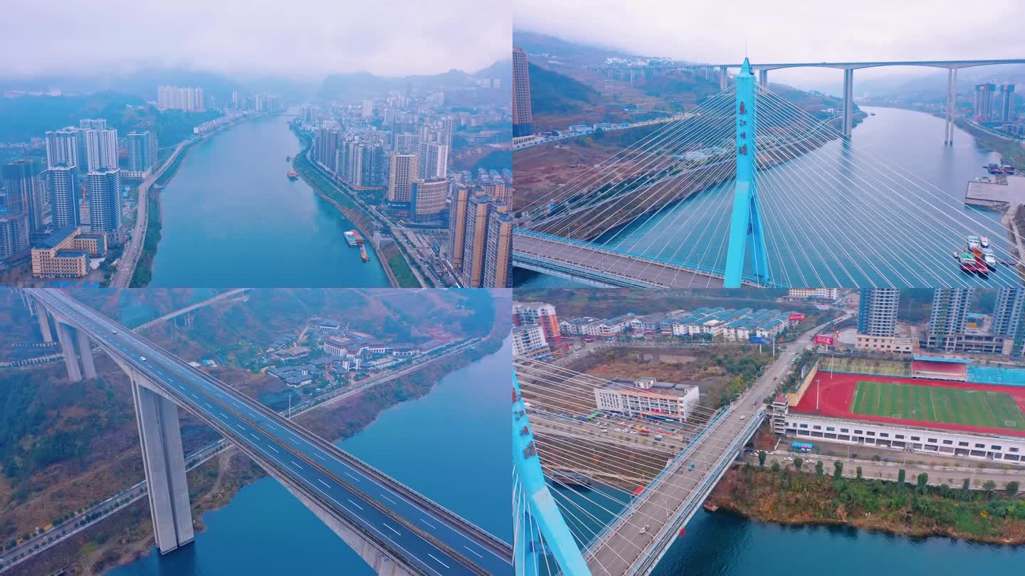 思南县城、乌江、大桥