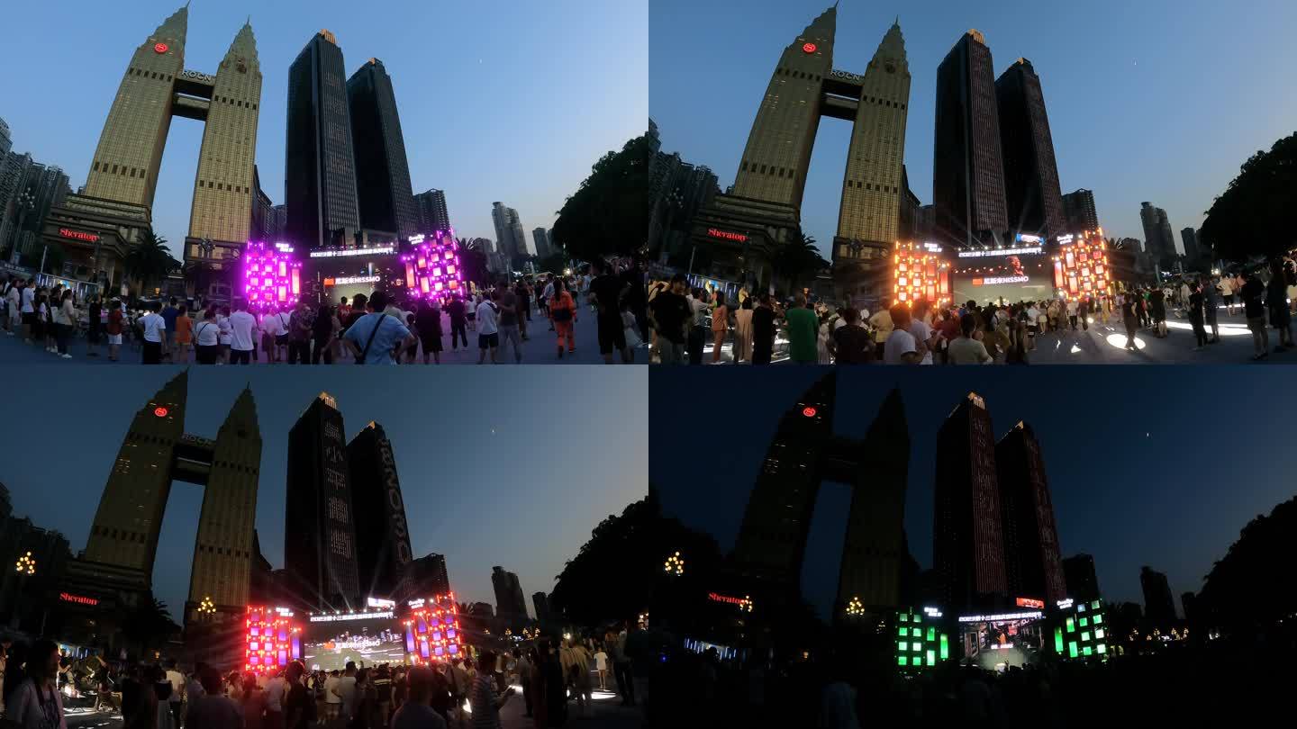 重庆喜来登人来人往渐渐天黑延时城市风景