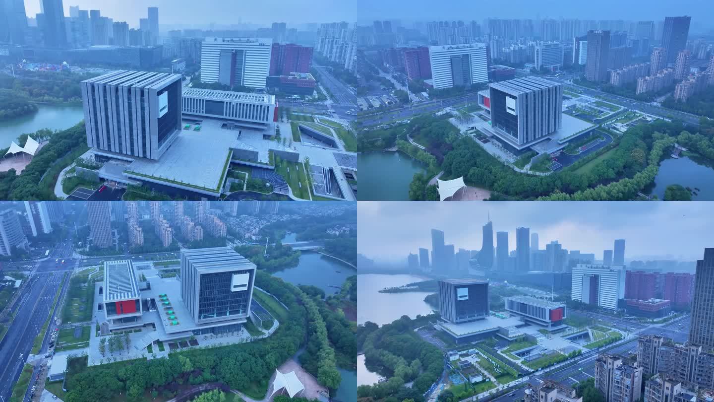 安徽图书馆  地标建筑 航拍4K视频素材