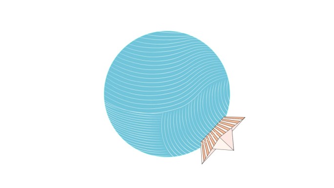 纸船航行在蓝色世界循环动画透明背景