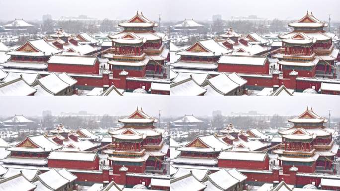 下雪中的北京雍和宫