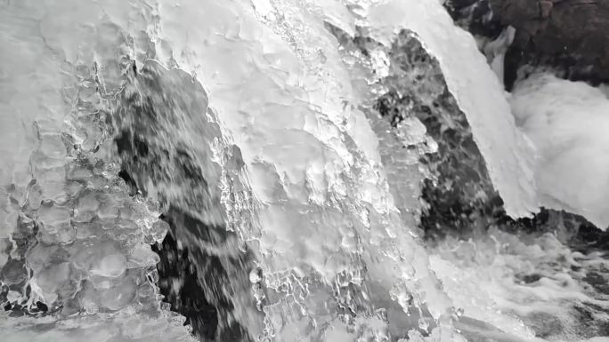 ⚝高清升格⚝冰瀑布横屏流水冰层水花冲击