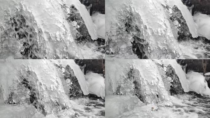 ⚝高清升格⚝冰瀑布横屏流水冰层水花冲击