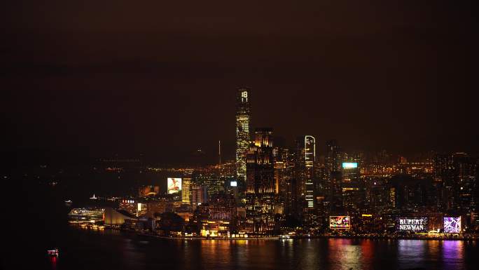 太平山顶看香港夜景晚上城市建筑夜晚风光