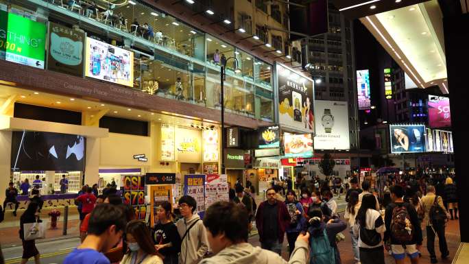 香港街头行人街道人流步行街人群人来人往