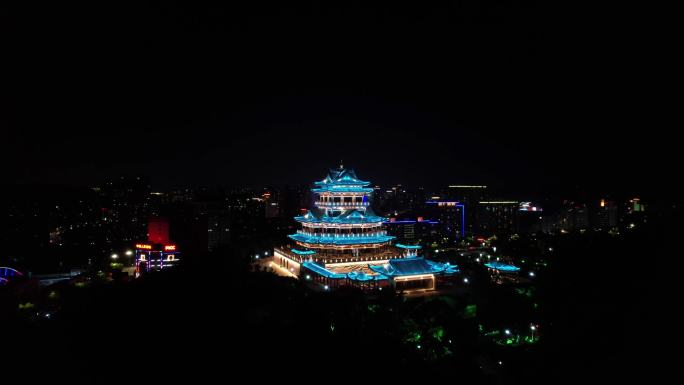 城市夜景航拍素材东辉阁