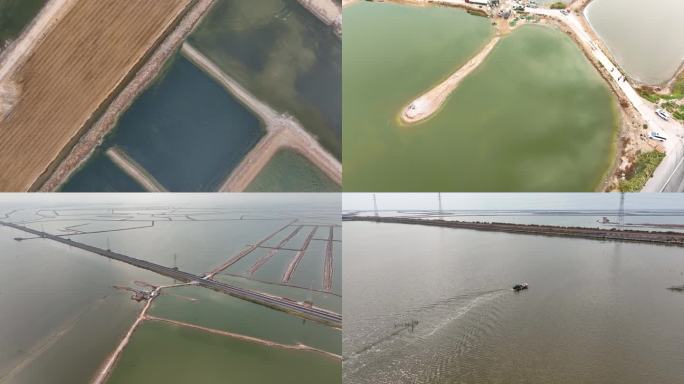 盐田 虾田 渤海湾盐田 虾田航拍