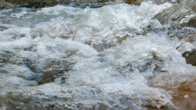 小溪水流水资源山泉水升格慢镜头4K