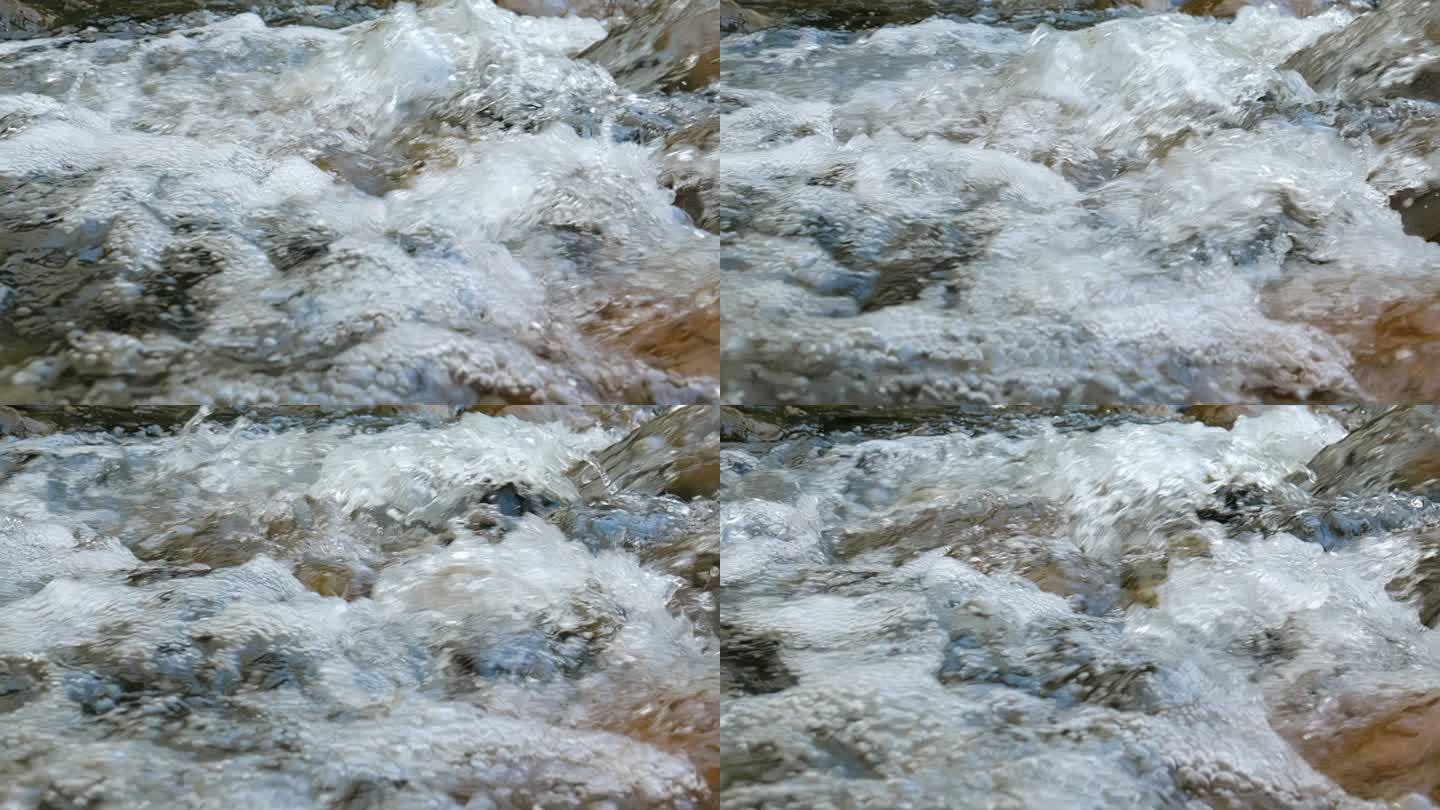 小溪水流水资源山泉水升格慢镜头4K