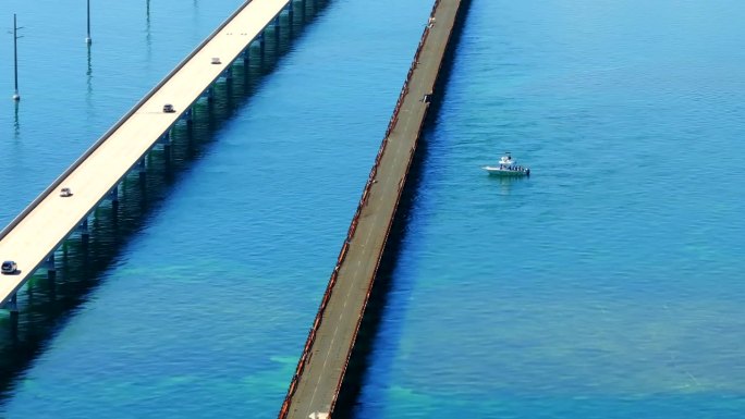 航拍视频老佛罗里达群岛大桥7英里4k