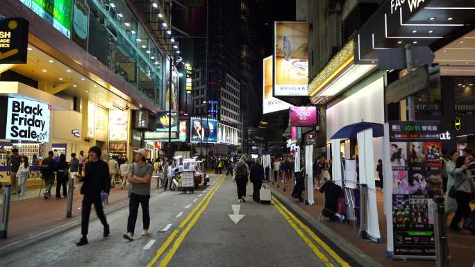 香港街头行人街道人流步行街人群人来人往