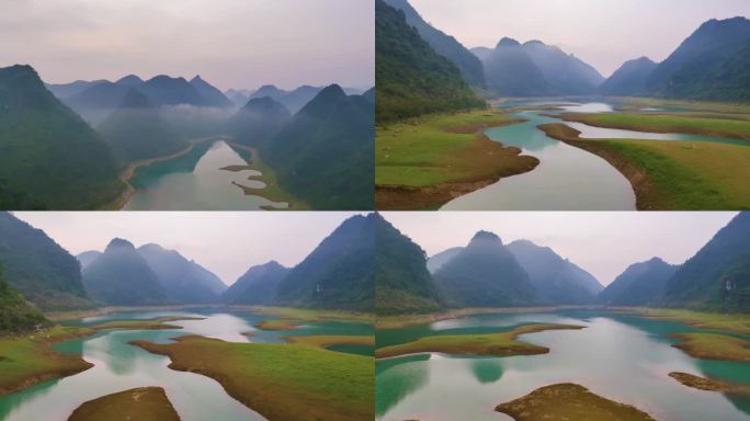 清晨山水更望湖全景到近景