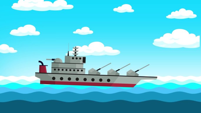 游船在海上溺水或沉没。旅游沉船大船。卡通动画