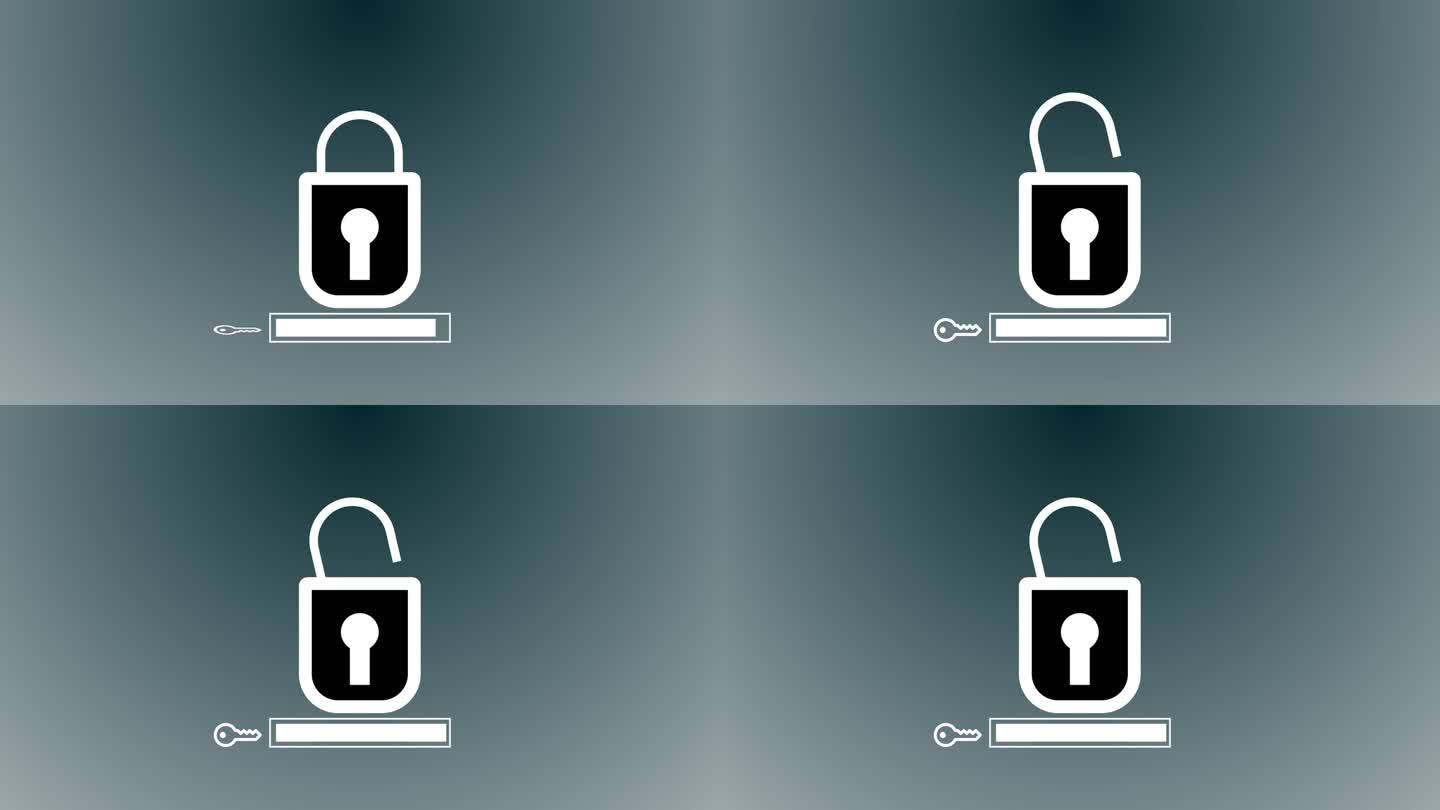 通过输入密码来打开锁。背景动画。