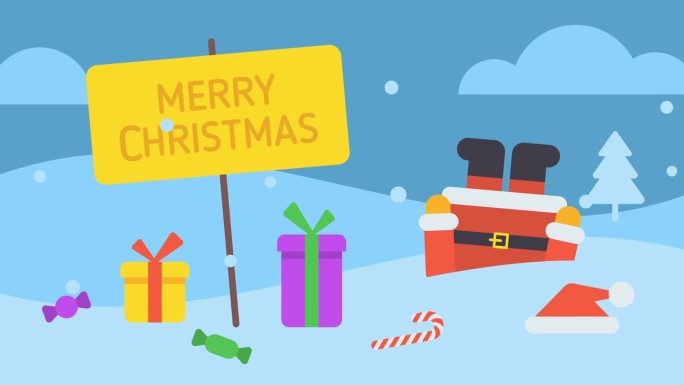 圣诞快乐作文糖果礼物圣诞老人困在雪堆里。视频贺卡
