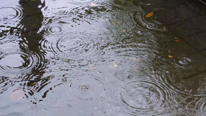 城市马路道路下雨天雨水雨滴大自然风景风光