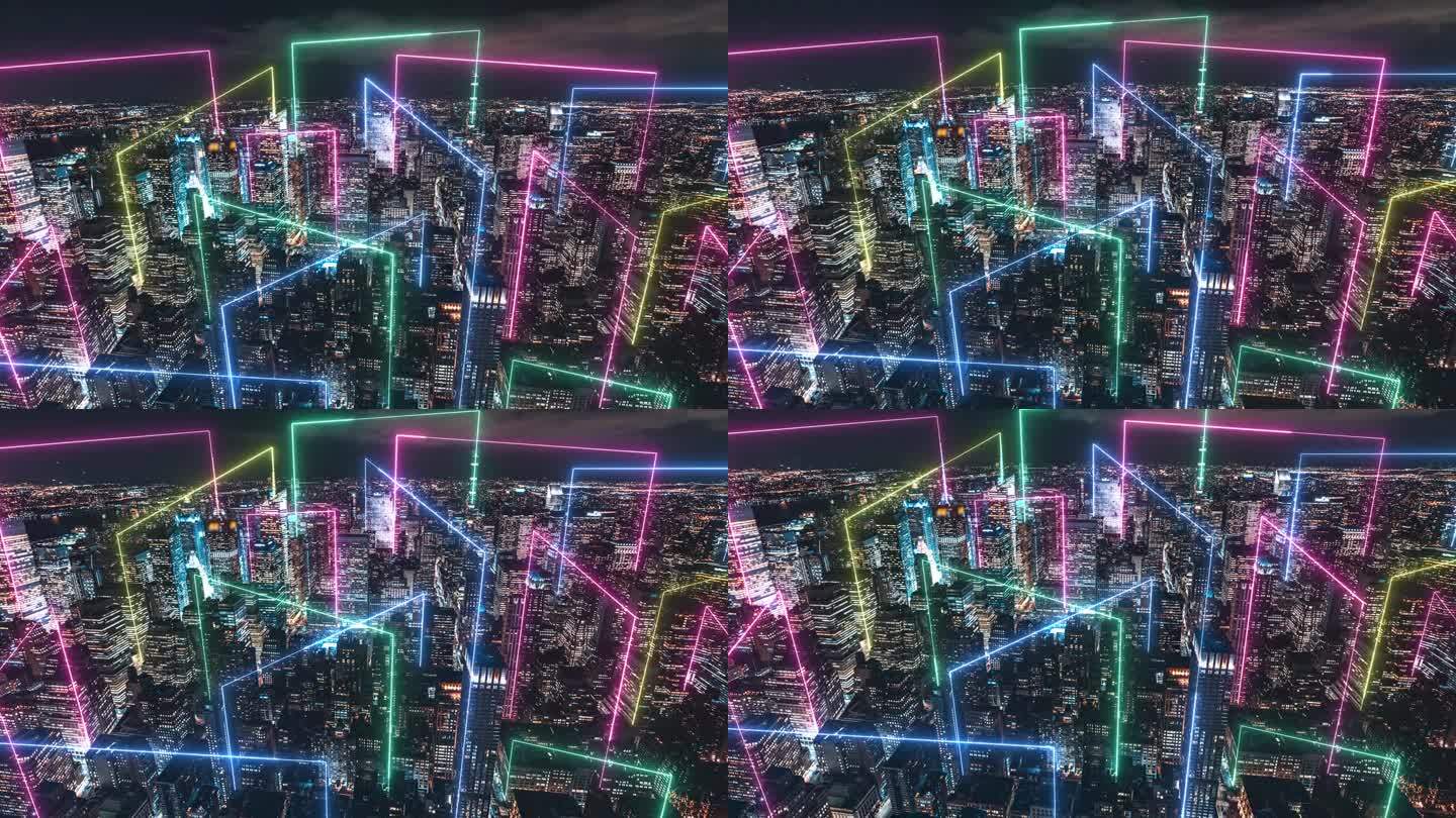 T/L TD智慧城市和超宇宙概念，曼哈顿之夜