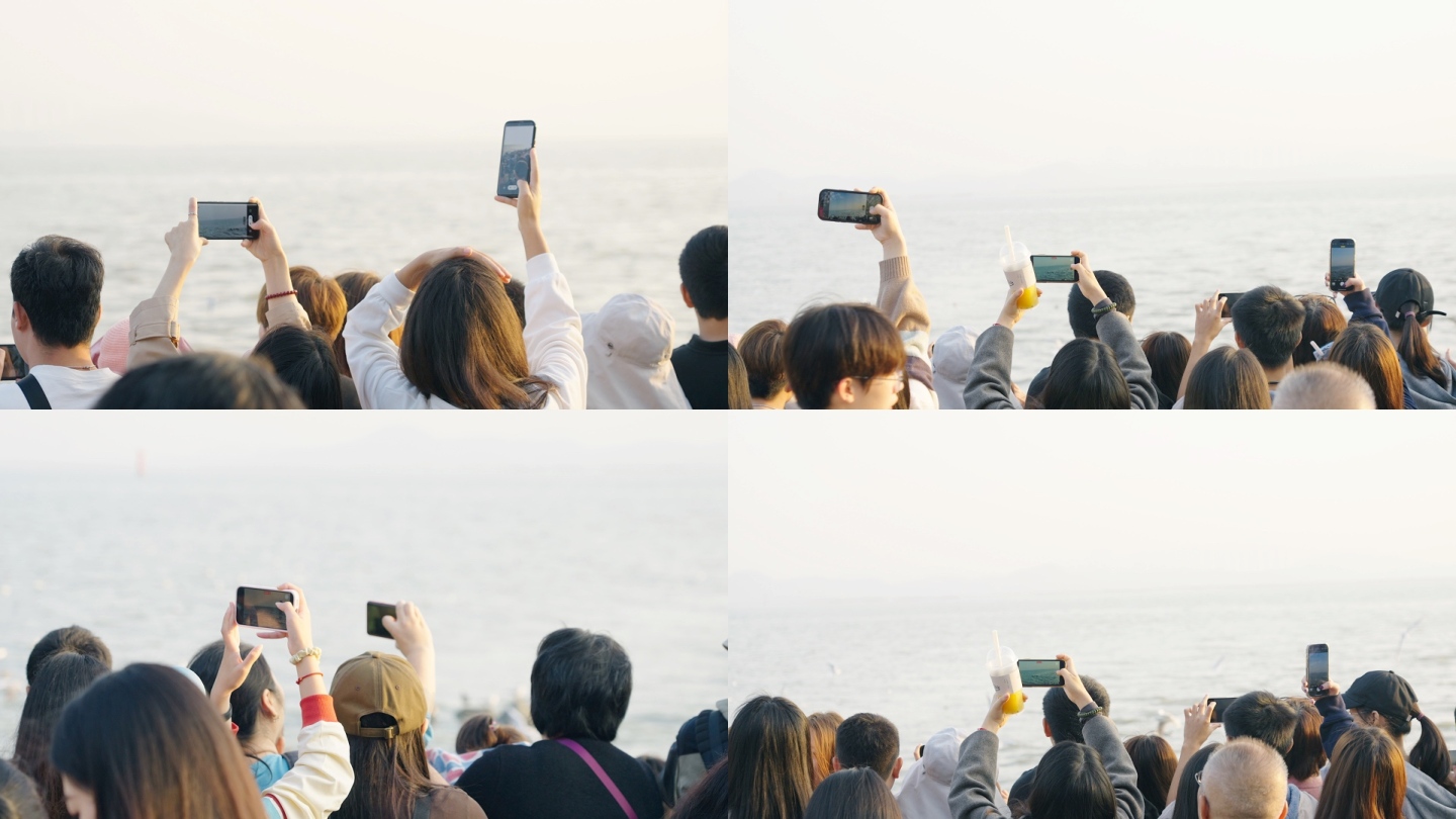 游客举起手机拍照记录生活