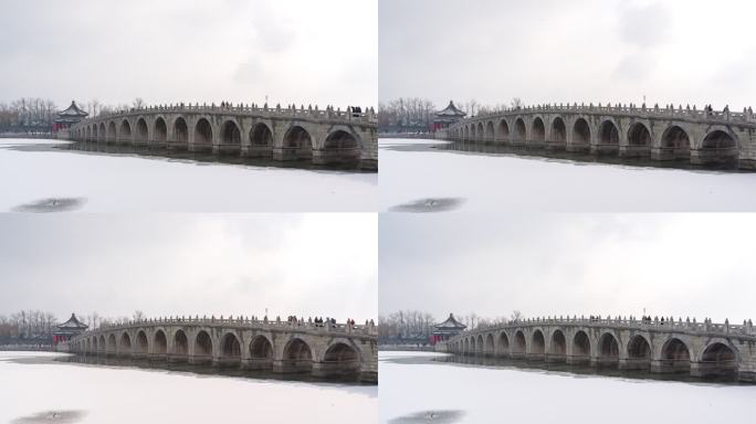 下雪的颐和园十七孔桥
